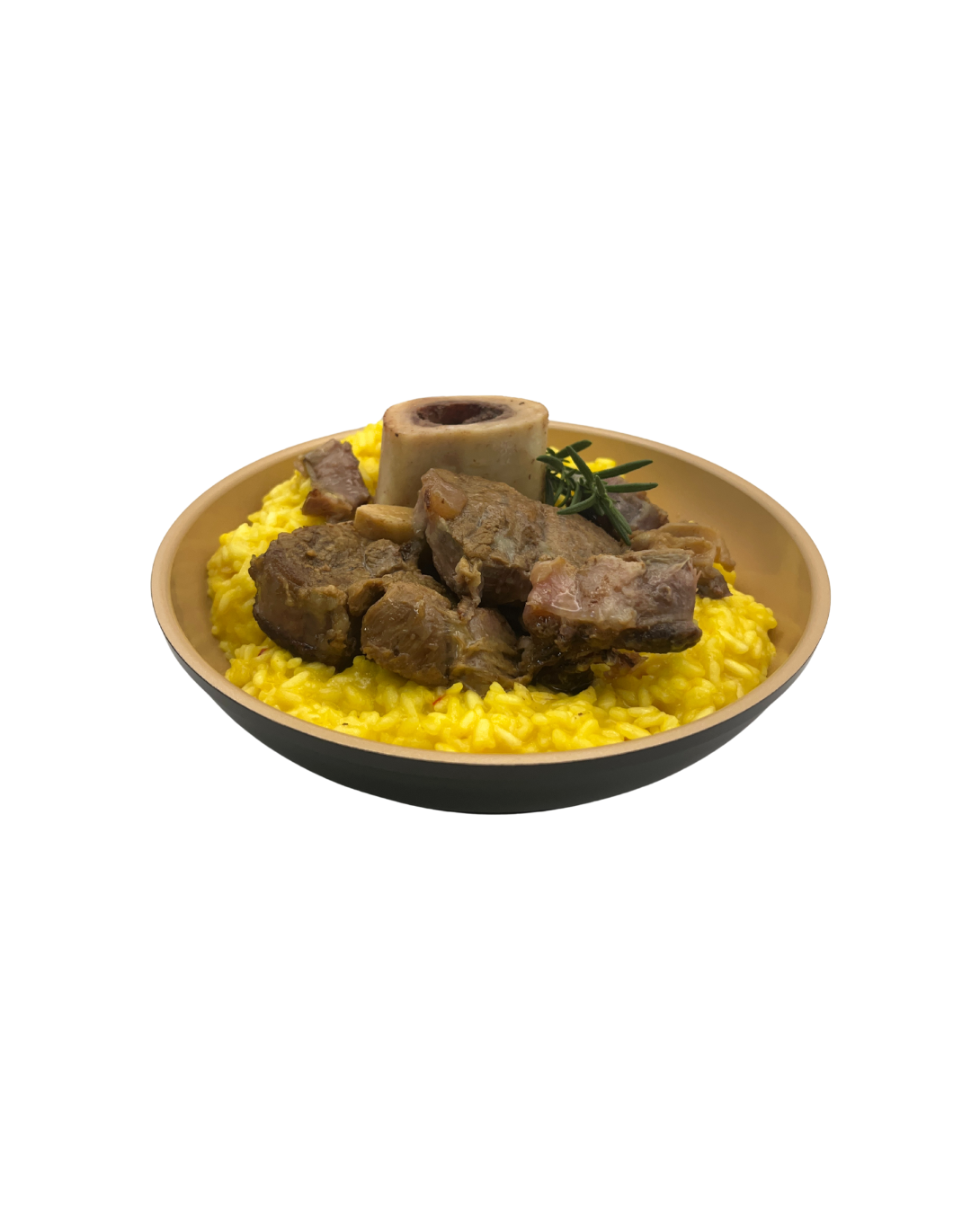 A Bowl of Nonna's Pantry Authentic Traditional Italian Rich Slow Cooked Ossobuco with Saffron Risotto